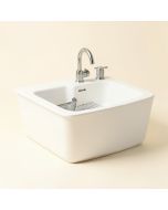 24 '' L X 18 '' W Farmhouse Kitchen Sink With Sink Grid And Basket Strainer (synthetic illustration; no displayed measurements)