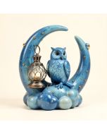 Celestial Bookworm Carrying Lantern And Owl Sitting On Crescent Moon Clouds And Stars Statue (synthetic illustration; no displayed measurements)