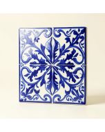 Mediterranean 4 '' X 4 '' Ceramic Carthage Decorative Tile In Blue/White (synthetic illustration; no displayed measurements)
