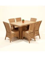 Estey Outdoor Rattan Wicker Patio Dining Table Set (synthetic illustration; no displayed measurements)