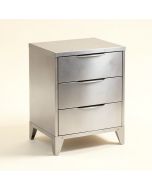 Bohn French Industrial Silver Metal 3-Drawer Nightstand (synthetic illustration; no displayed measurements)