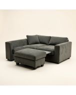 Anneluise 124 '' Wide Microfiber/Microsuede Reversible Modular Sofa & Chaise With Ottoman (synthetic illustration; no displayed measurements)