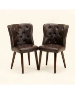 Ellayne Tufted Faux Leather Dining Chair ( Set Of 2 ) , Dark Brown (synthetic illustration; no displayed measurements)