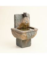 Aspen Falls Natural Stone/Metal Wall Fountain With Light (synthetic illustration; no displayed measurements)