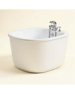 58 '' X 30 '' Freestanding Soaking Fiberglass Bathtub With Faucet (synthetic illustration; no displayed measurements)