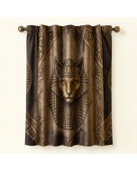 Occult Vintage Legendary Mystical Egyptian Cat Eye Of God Horus Sphinx Icon Design Graphic Print & Text Semi-Sheer Rod Pocket Curtain Panel (synthetic illustration; no displayed measurements)