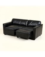 96 '' Wide Faux Leather Sofa & Chaise With Ottoman (synthetic illustration; no displayed measurements)
