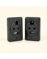 Two Desk Edge Mount Power Outlets With Usb Charge Ports (synthetic illustration; no displayed measurements)