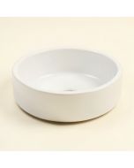 White Ceramic Circular Vessel Bathroom Sink (synthetic illustration; no displayed measurements)