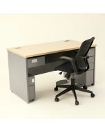 Desk With Built In Outlets And Chair Set (synthetic illustration; no displayed measurements)