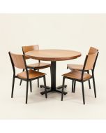 Ebern Designs 3-Piece Wood Dining Room Round Table & Chairs Set W/ Steel Frame (synthetic illustration; no displayed measurements)